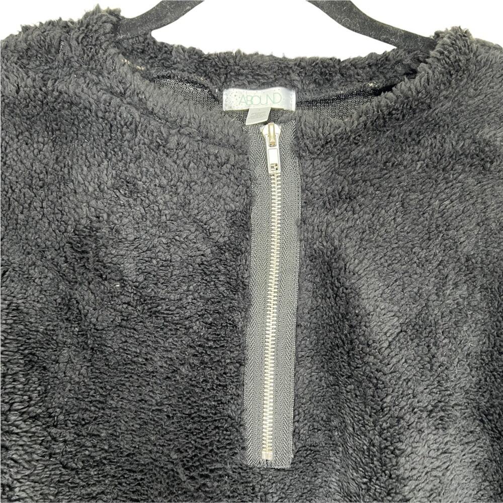 NWT NEW ABOUND Nordstrom Fuzzy Fleece half zip Pullover in Black - Picture 4 of 10